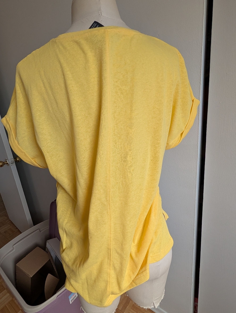 Sunny Yellow Rolled-Sleeve Short Sleeve Tee - Picture 2 of 5